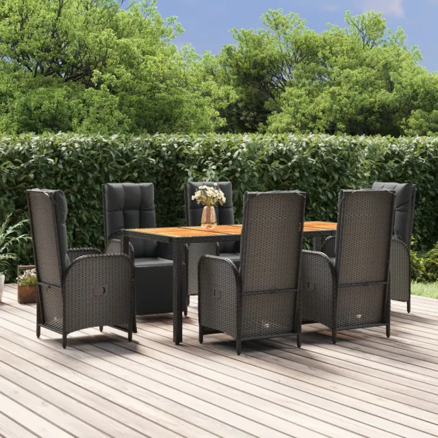 vidaXL 7-delige Tuinset met kussens poly rattan zwart, foto 2