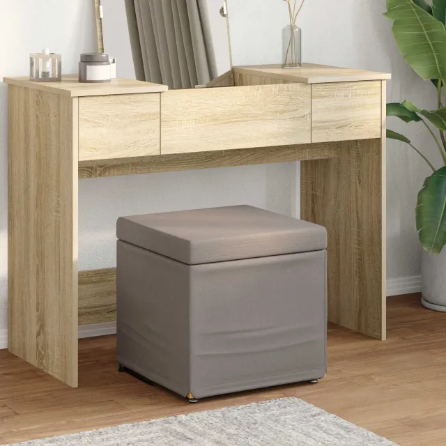 vidaXL Kruk Taupe 41 x 41 x 40 cm Stof en Geëngineerd Hout, foto 2