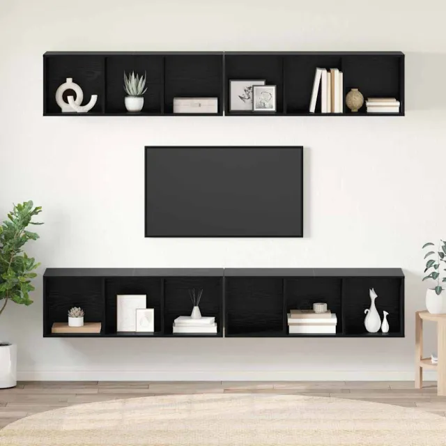 vidaXL Tv-meubelset 4 st 37 x 37 x 107 cm Zwart Eiken