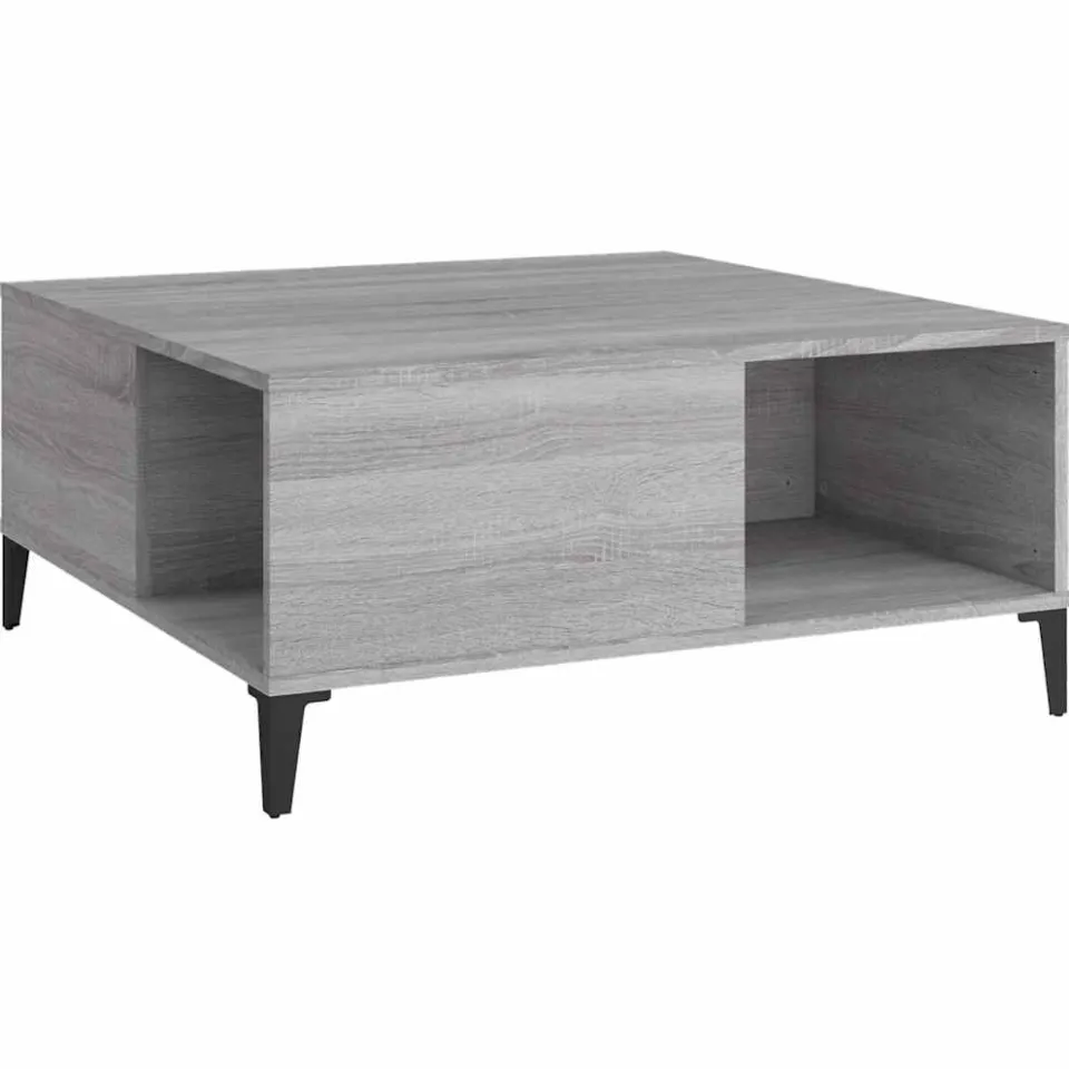 vidaXL Salontafel 80x80x36,5 cm bewerkt hout grijs sonoma eikenkleurig, foto 4