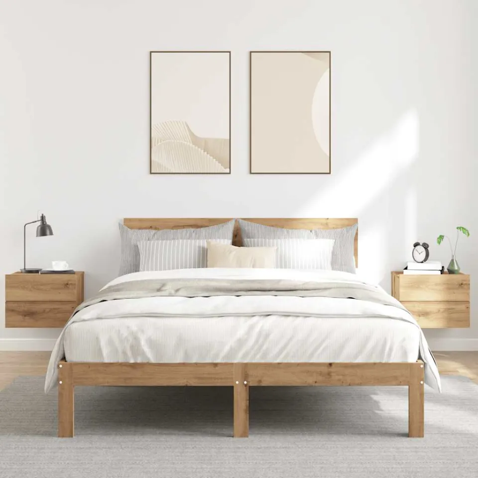 vidaXL Nachtkastjes 2 st wandgemonteerd 40x32x30 cm artisanaal eiken, foto 2