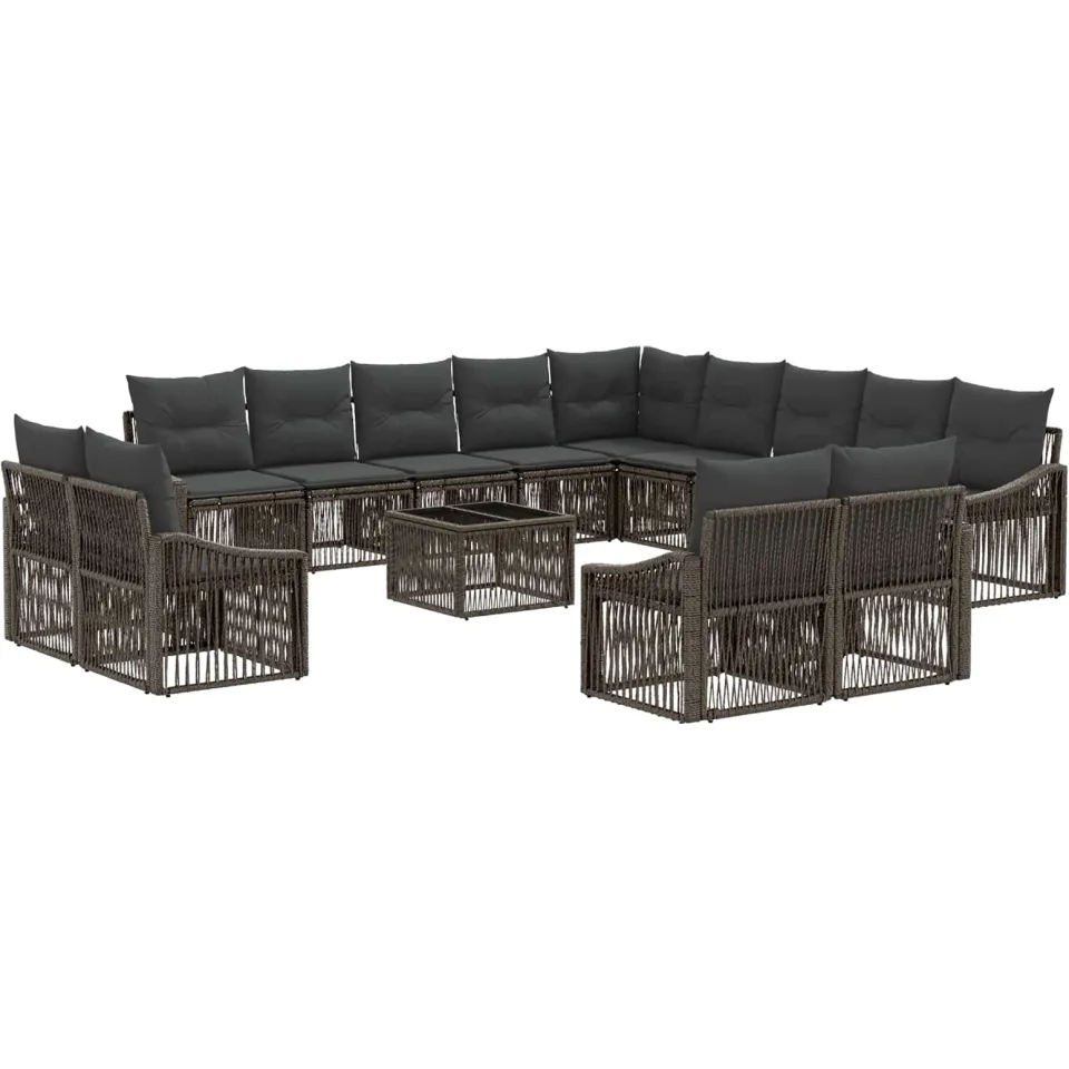 vidaXL Tuinbankenset 14 st Grijs poly rattan, foto 3