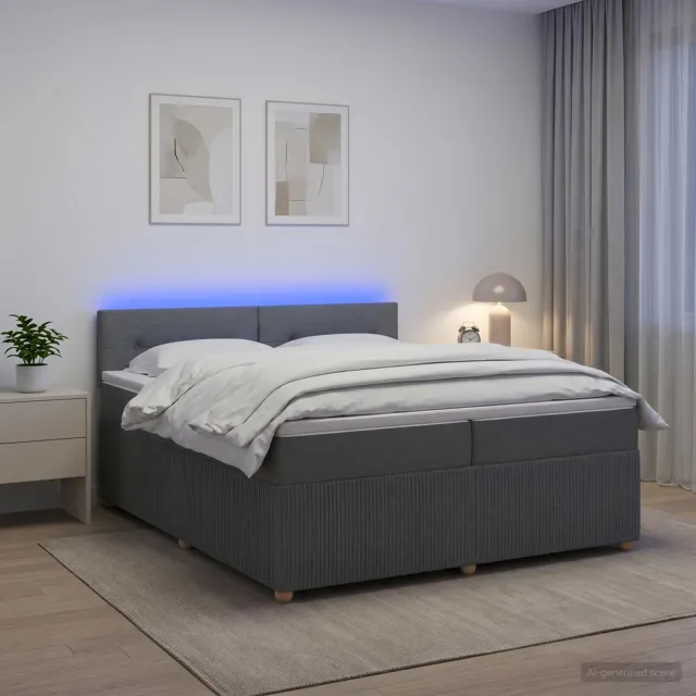 vidaXL Boxspringbed met matras Donkergrijs 200 x 200 cm Stof