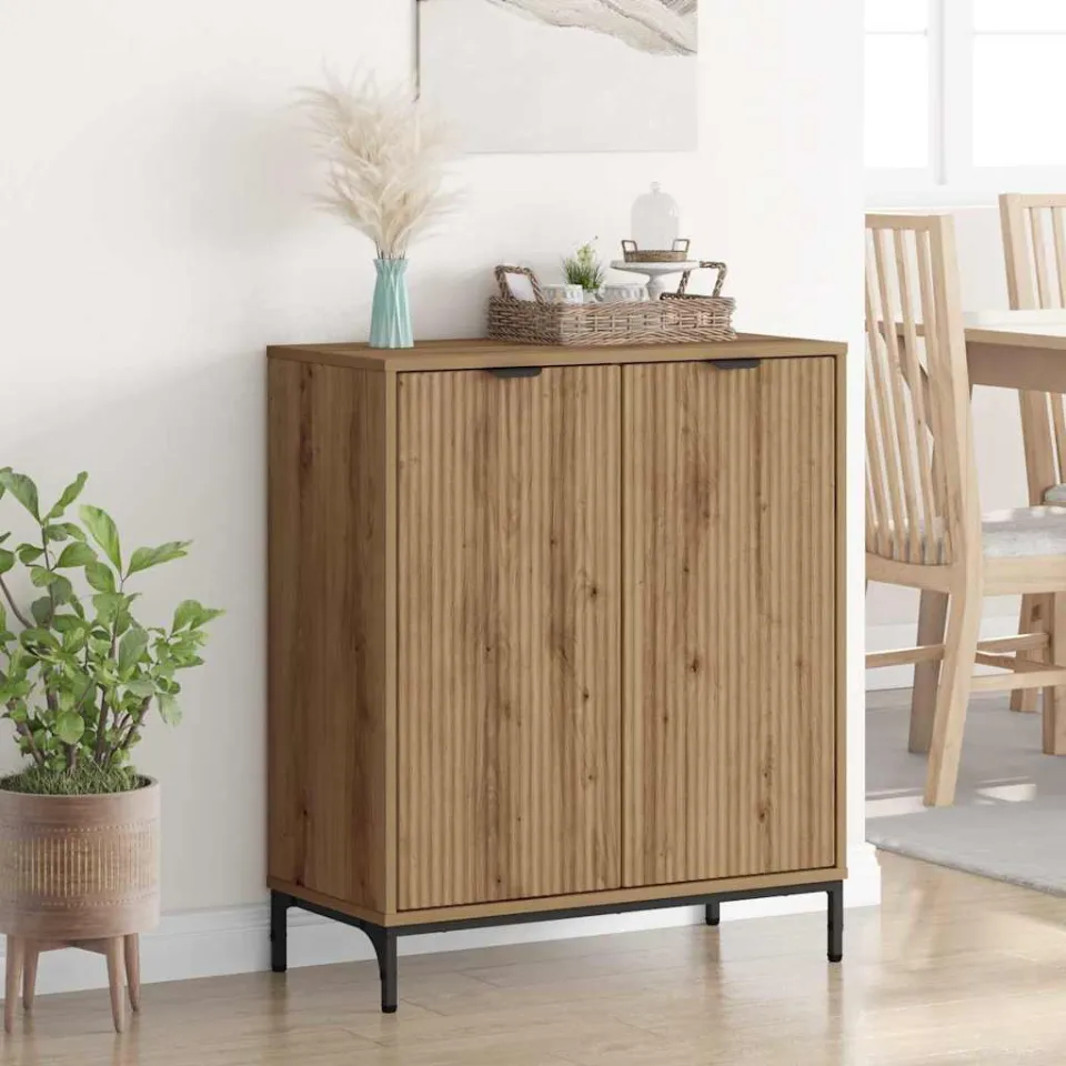 vidaXL Dressoir Artisan Eiken 69,5 x 33 x 82 cm Bewerkt hout, foto 4