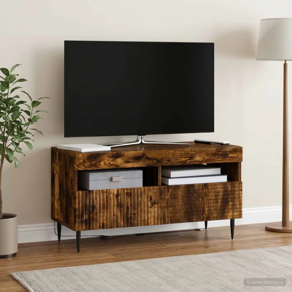 vidaXL LED tv-meubel HAARLEM 81 x 35 x 43 cm Gerookt eiken, foto 4
