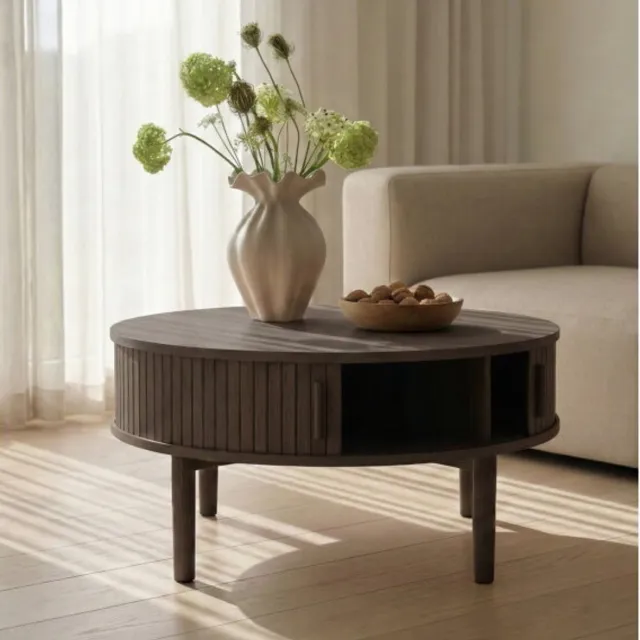 Meubelplaats Salontafel Meta rond eikenhout Ø85 CM - Espresso