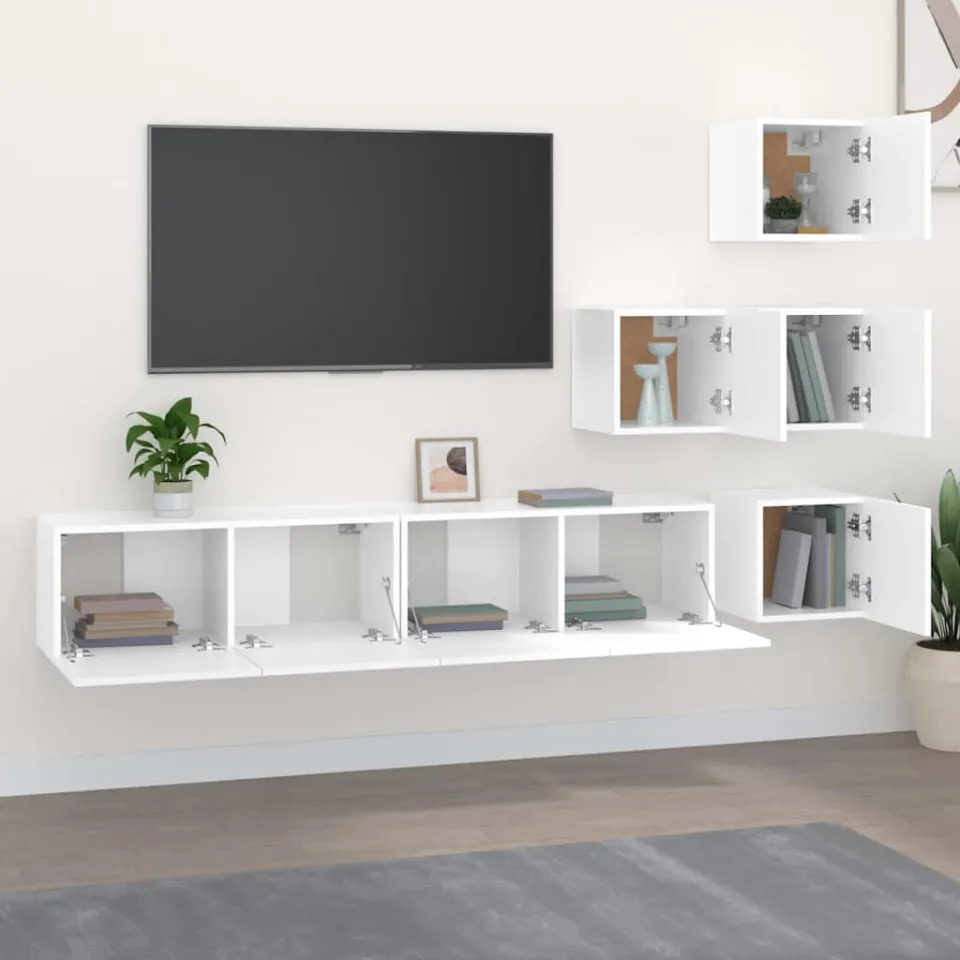 vidaXL Tv-wandmeubel bewerkt hout wit, foto 3