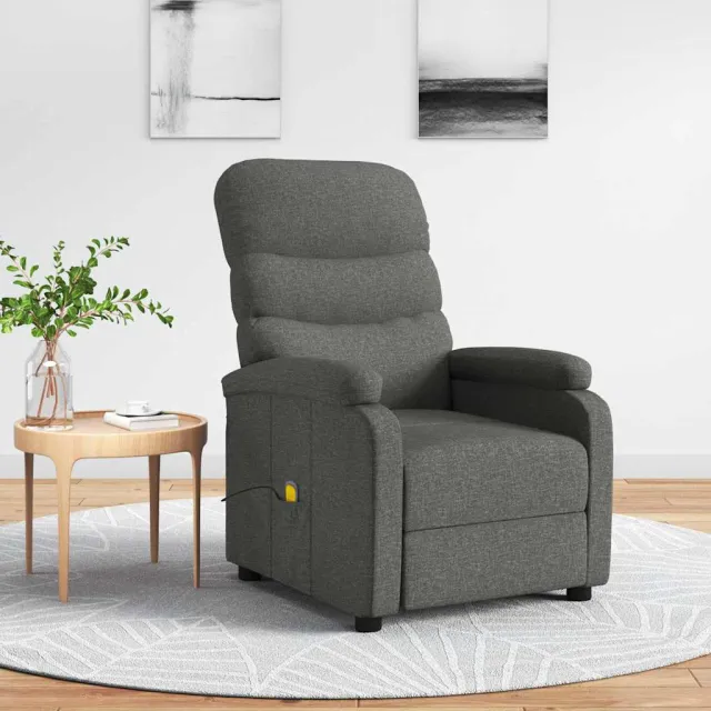 vidaXL Massagestoel stof donkergrijs grijs, foto 2