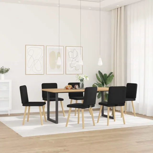 vidaXL Eetkamerstoelen 6 st stof zwart, foto 2