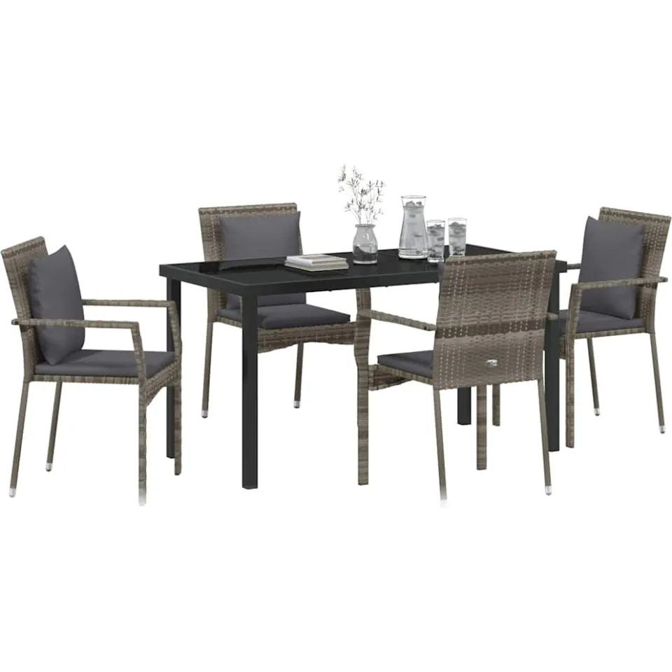 vidaXL Tuin eettafelset 5 st Grijs poly rattan