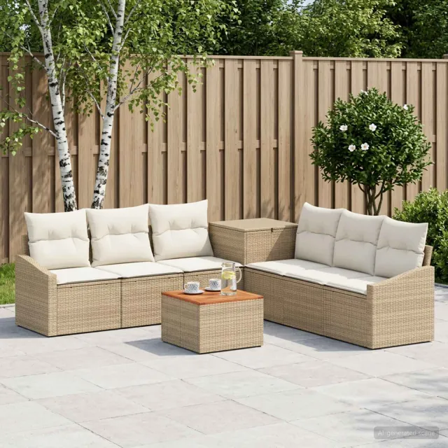 vidaXL Bankstel 8 st Beige en Crème Wit 55 x 55 x 37 cm