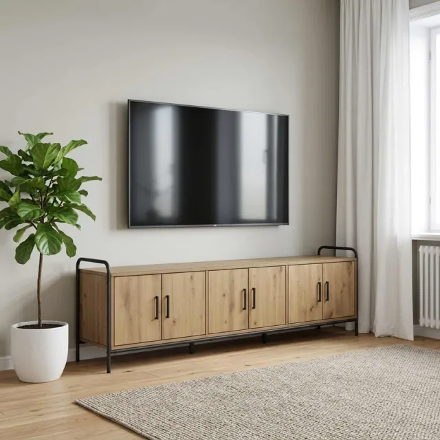 vidaXL Tv-meubel 146 x 33 x 50 cm Artisanaal eiken Bewerkt hout, foto 2
