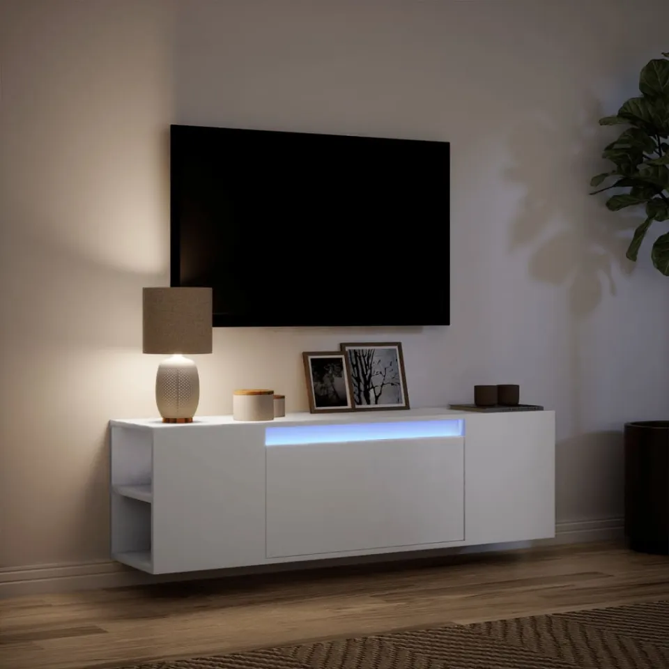 vidaXL Tv-wandmeubel met LED-verlichting 135x31x39,5 cm wit, foto 4