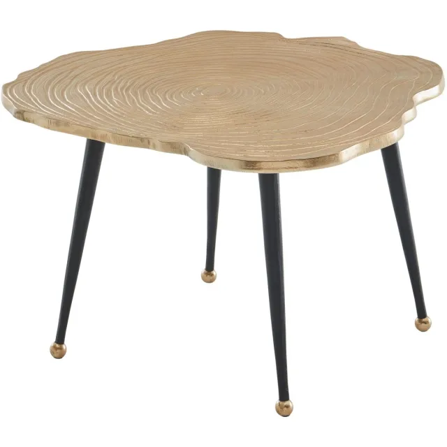 Sky Style Koffietafel Aluminium Boomschijf 64x64x37 cm Salontafel Metaal Goud | Tafel Woonkamer Rond | Woonkamertafel Modern | Kleine Bijzettafel - WL6.673 Zie omschrijving