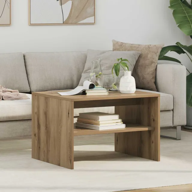 vidaXL Salontafel Artisan Eiken 60 x 50 x 40 cm Bewerkt hout, foto 2