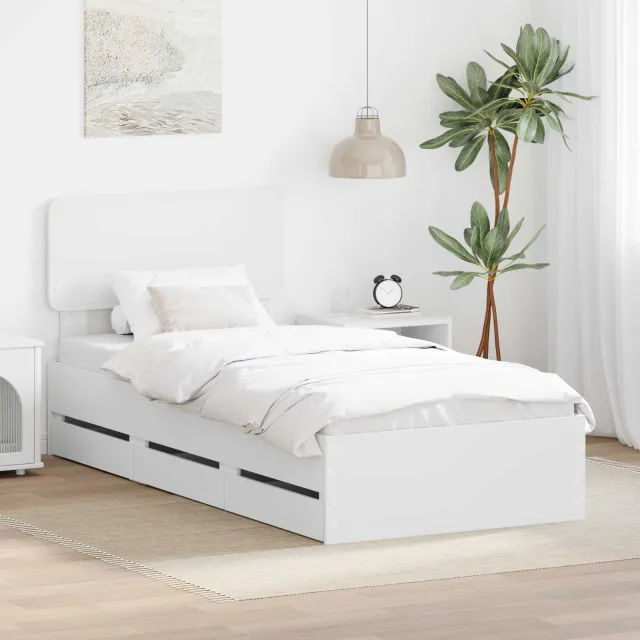 vidaXL Bedframe met lade met opslag Wit 75 x 190 cm Geconstrueerd hout