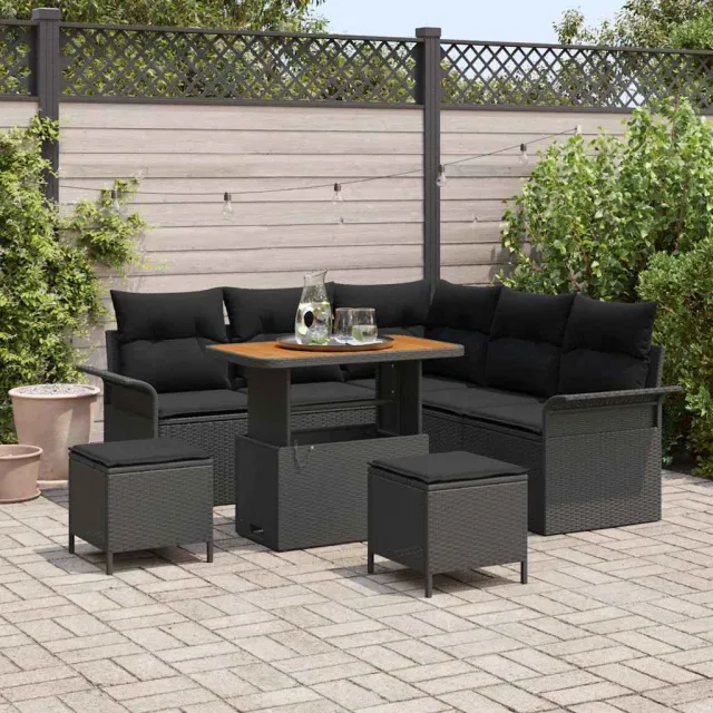 vidaXL Tuinbankenset 8 st Zwart poly rattan