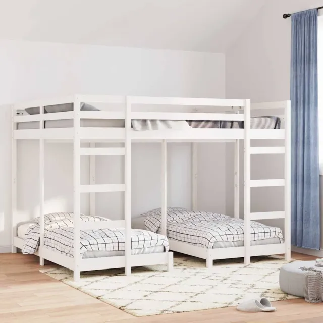 vidaXL Drie-hoog Bunk Bed Frame Wit 160 x 200 cm Massief grenenhout