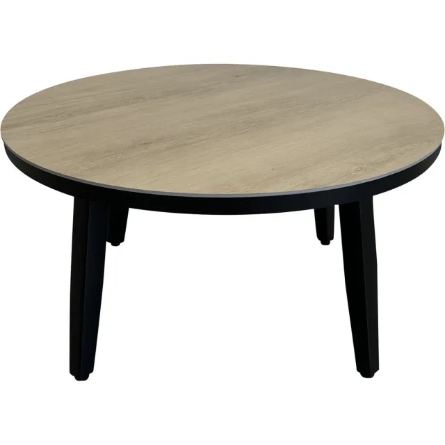 Normin Ronde bijzettafel Mykonos ø90cm | Wood/Black | Kunststof & aluminium