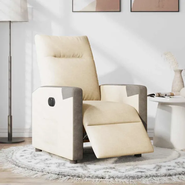 vidaXL Fauteuil verstelbaar elektrisch stof crèmekleurig