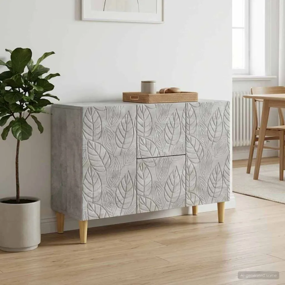 vidaXL Dressoir Betongrijs 89 x 34,5 x 60 cm Bewerkt hout grijs, foto 2