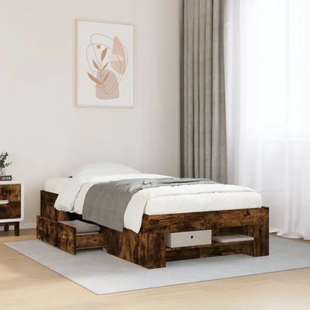 vidaXL Bedframe zonder matras hout gerookt eikenkleurig 75x190 cm Bruin