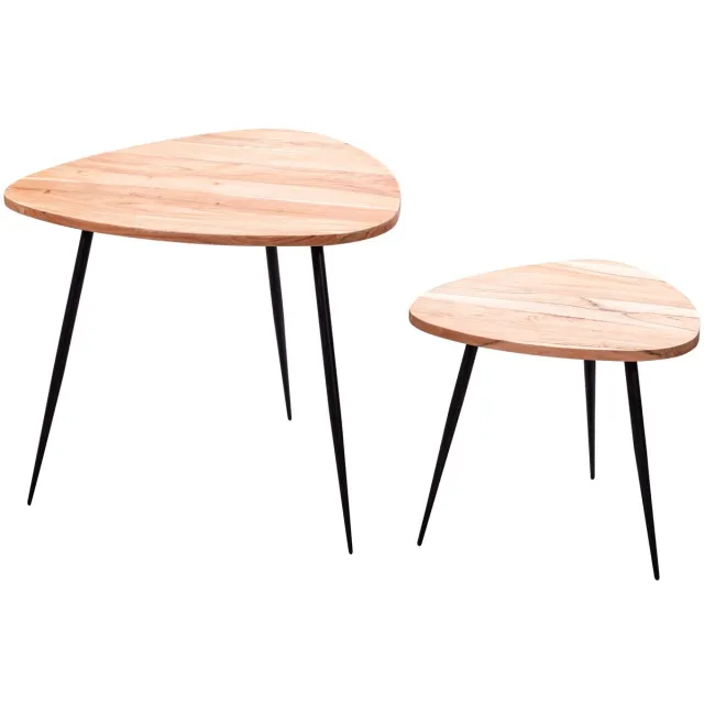 Wohnling Bijzettafelset acaciahout 60 cm - WL5.977 Zie omschrijving