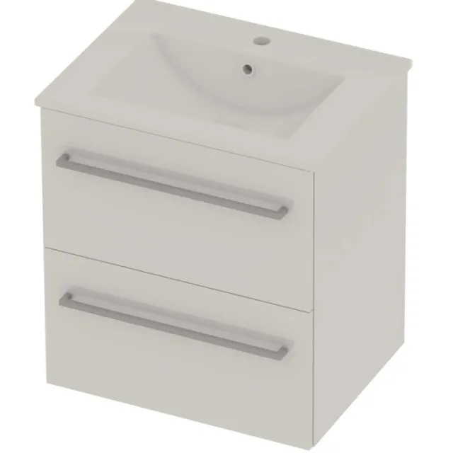 Basic-Line Coach 46 Badmeubelset Porselein 1 Kraangat Voor Grepen 60x46x62 cm Ice White Glans Wit