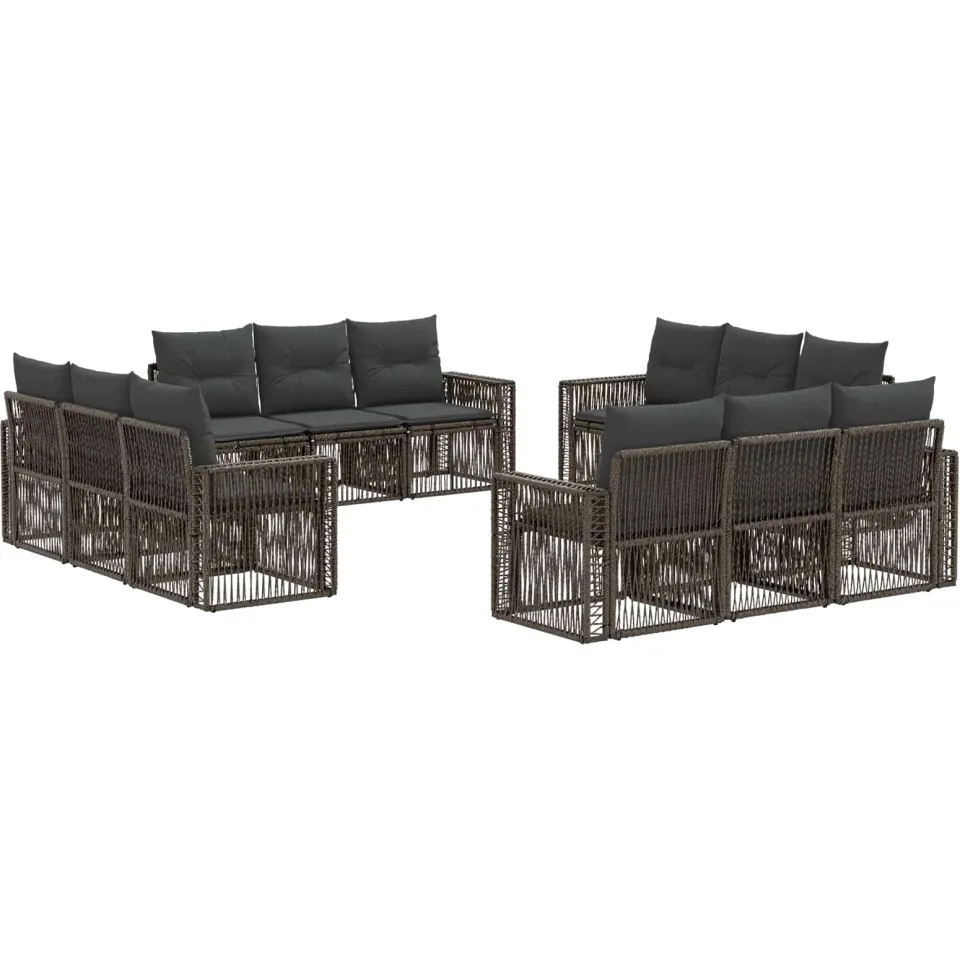 vidaXL Tuinbankenset 12 st 12-zits Grijs en Donkergrijs poly rattan, foto 3
