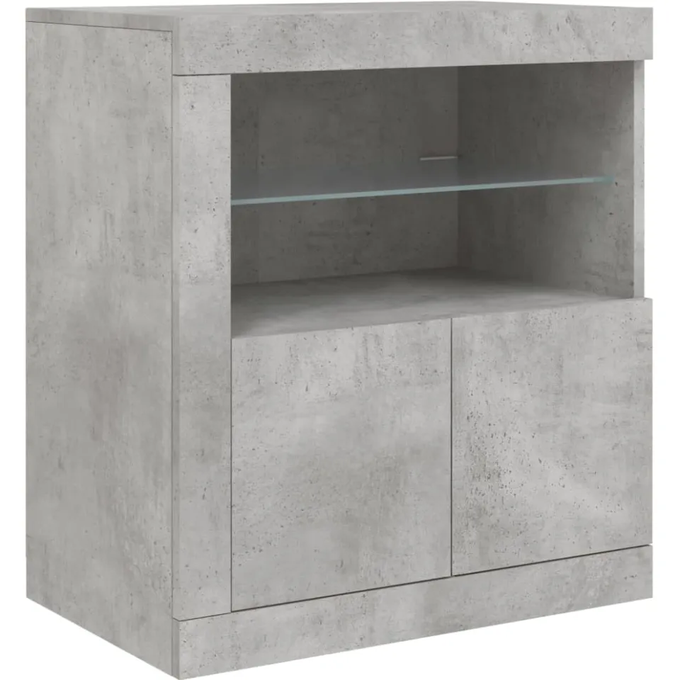 vidaXL Dressoir met LED-verlichting 60,5x37x67 cm betongrijs
