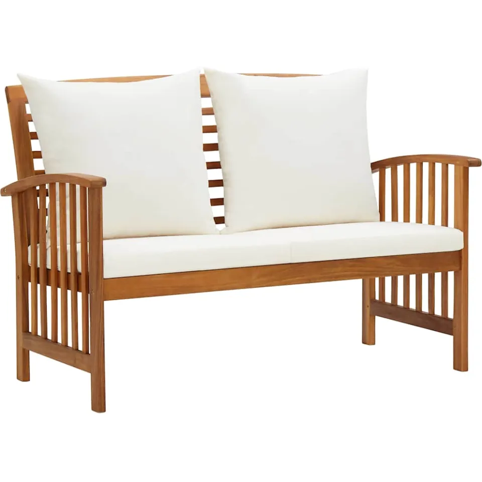 vidaXL 5-delige Loungeset met kussens massief acaciahout wit, foto 3