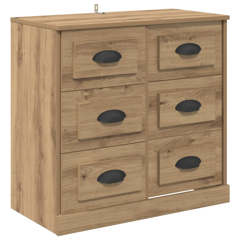 vidaXL Dressoir Artisan Eiken 70 x 35,5 x 67,5 cm Bewerkt hout, foto 3