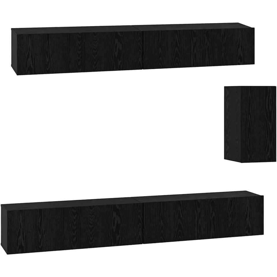 vidaXL Wand tv-kast 3 st Zwart Eiken Bewerkt hout