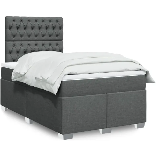 vidaXL Boxspring met matras stof donkergrijs 120x190 cm grijs