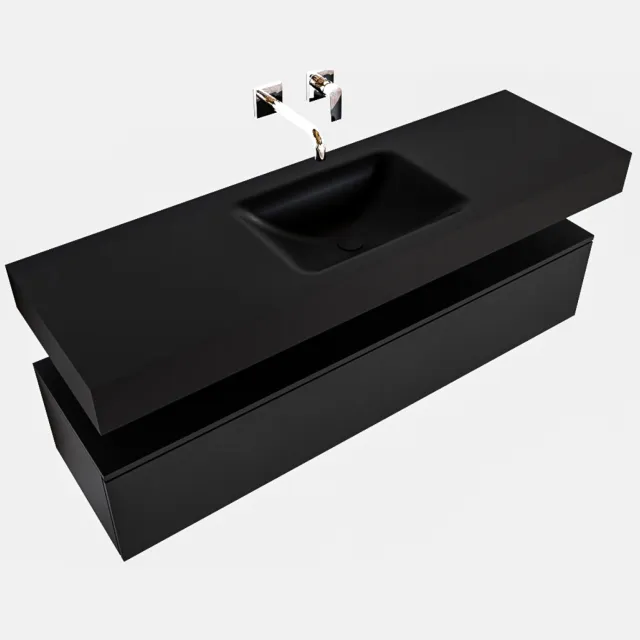 Boss & Wessing Badkamermeubel BWS Ibiza 150 cm Solid Surface Wastafel Mat Zwart (acht varianten)