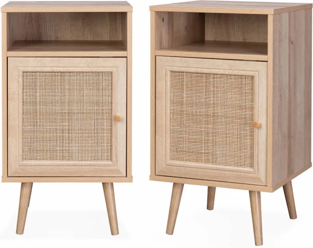 sweeek Nachtkastjes, bohème, 2x 40x39x70cm Naturel