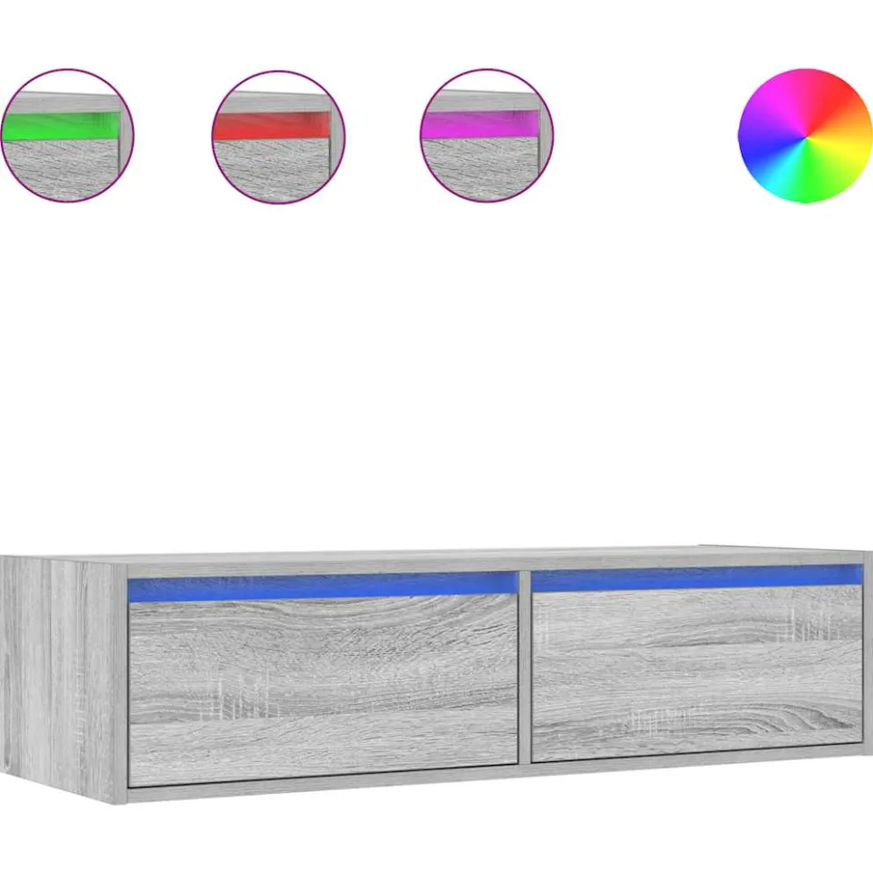 vidaXL Tv-meubel met LED-verlichting 100X35,5x25 cm grijs sonoma eiken, foto 4