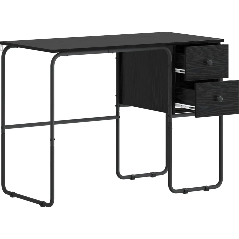vidaXL Bureau met opbergruimte Zwart eiken 100 x 50 x 75 cm