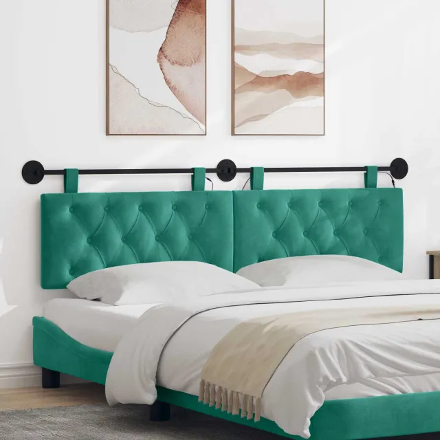 vidaXL Hangend hoofdbord Turquoise Fluweel
