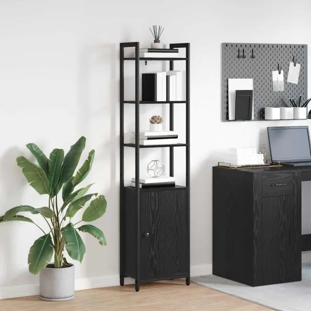 vidaXL Boekenkast 6-laags 40 x 24 x 161 cm Bewerkt hout Zwart Eiken, foto 2