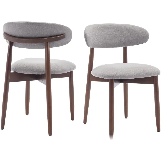 COLAMY Houten eetkamerstoelen - set van 2 - Moderne met stof beklede keukenstoelen - Boerderij eetkamerstoel- lichtgrijs