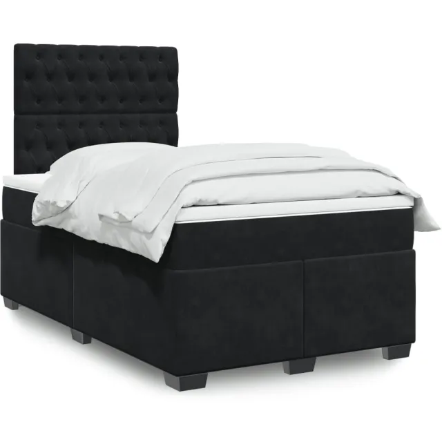vidaXL Boxspring met matras fluweel zwart 120x190 cm