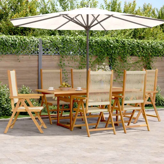vidaXL 7-delige Tuinset polypropeen en massief hout beige, foto 2