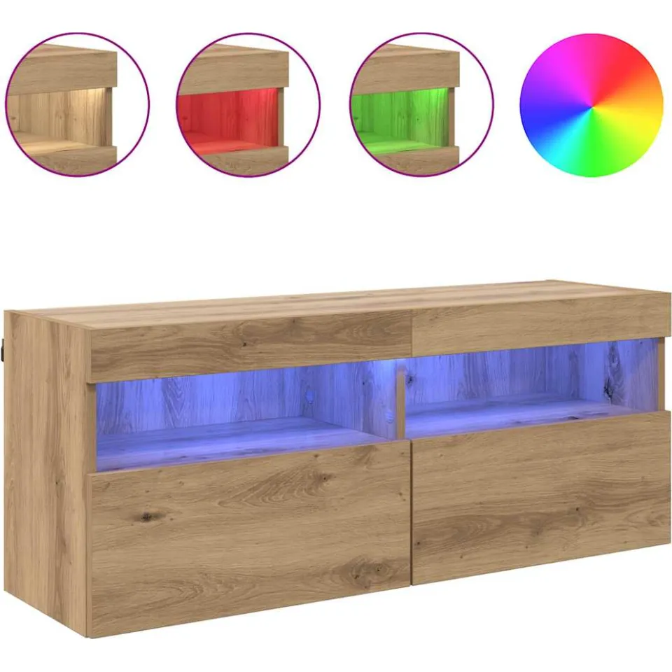 vidaXL TV Wandkast 100 x 30 x 40 cm Artisan Eiken Bewerkt hout, foto 4