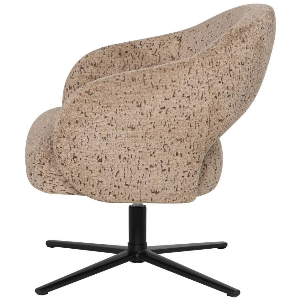 WOOOD Pico Draaifauteuil - Wollig Structuur - Bruin - 74x71x69, foto 5
