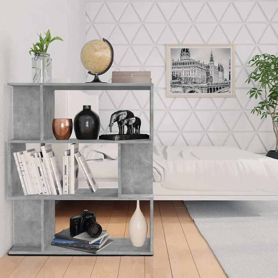 vidaXL Boekenkast/kamerscherm 80x24x96 cm bewerkt hout betongrijs grijs, foto 3