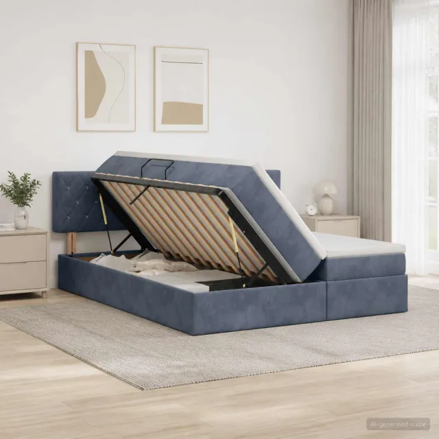vidaXL Opslag bed met hoofdeinde 2 st Donkergrijs