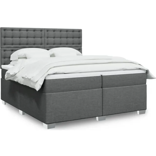 vidaXL Boxspring met matras stof donkergrijs 200x200 cm grijs