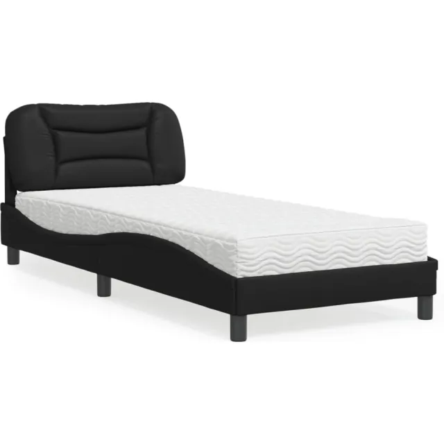 vidaXL Bed met matras "Hvar" kunstleer zwart 90x190 cm