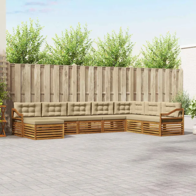 vidaXL Buiten bankenset 8 st 7-zits Natuurlijk en Beige